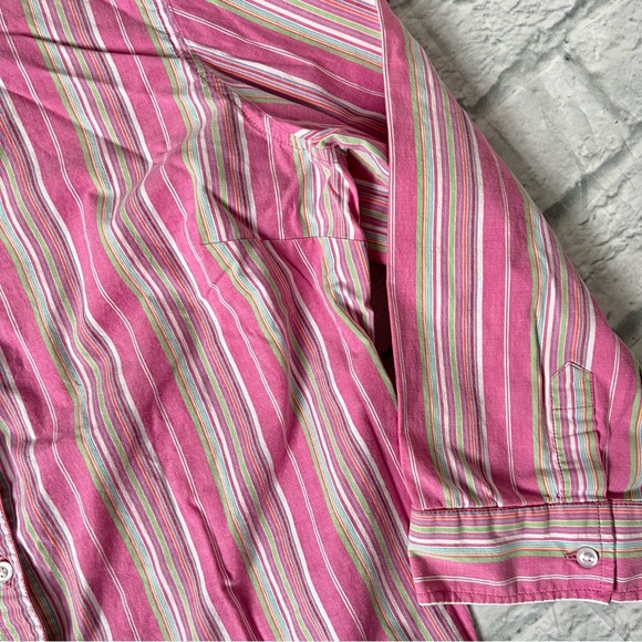 Vintage IZOD Button Down Stripe Blouse - Picture 5 of 9